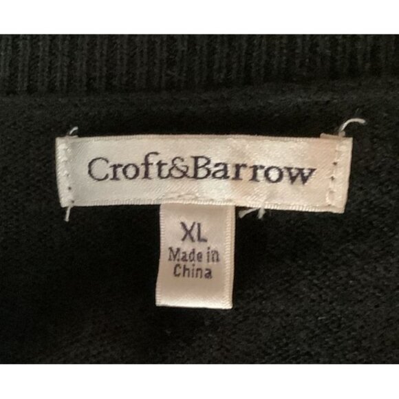 Croft & Barrow Womens XL Argyle Button-Front Cardigan Sweater Black Beige White - Picture 6 of 8